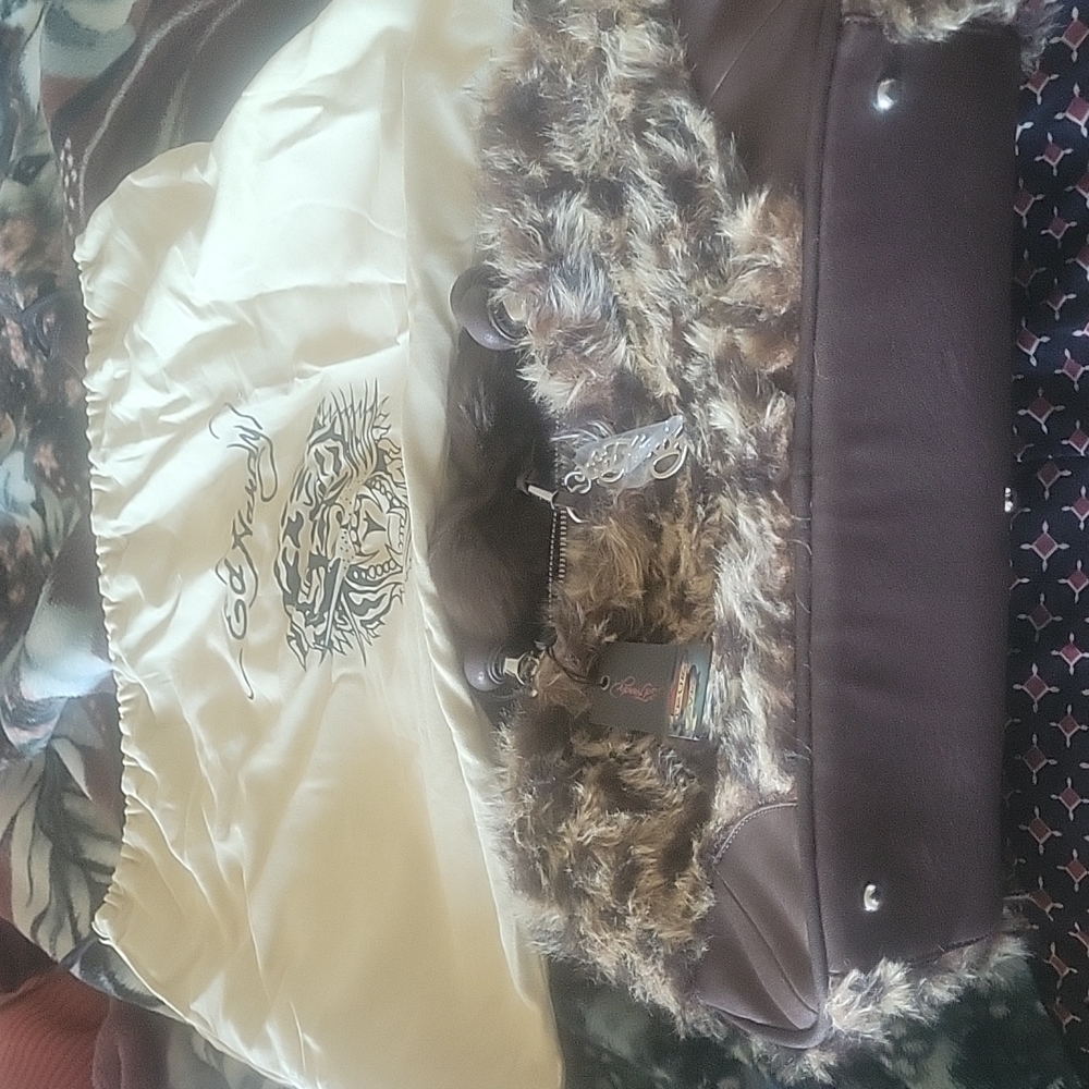 ED Hardy purse, fur  brown.